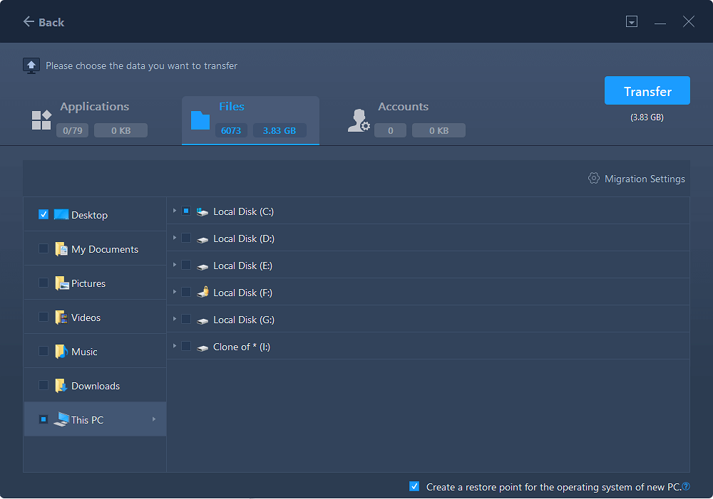 Trasferisci file da PC a PC - passaggio 1